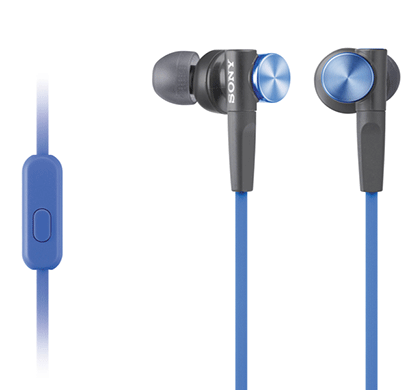 sony mdrxb50ap,lqin in ear headphones with mic (blue)